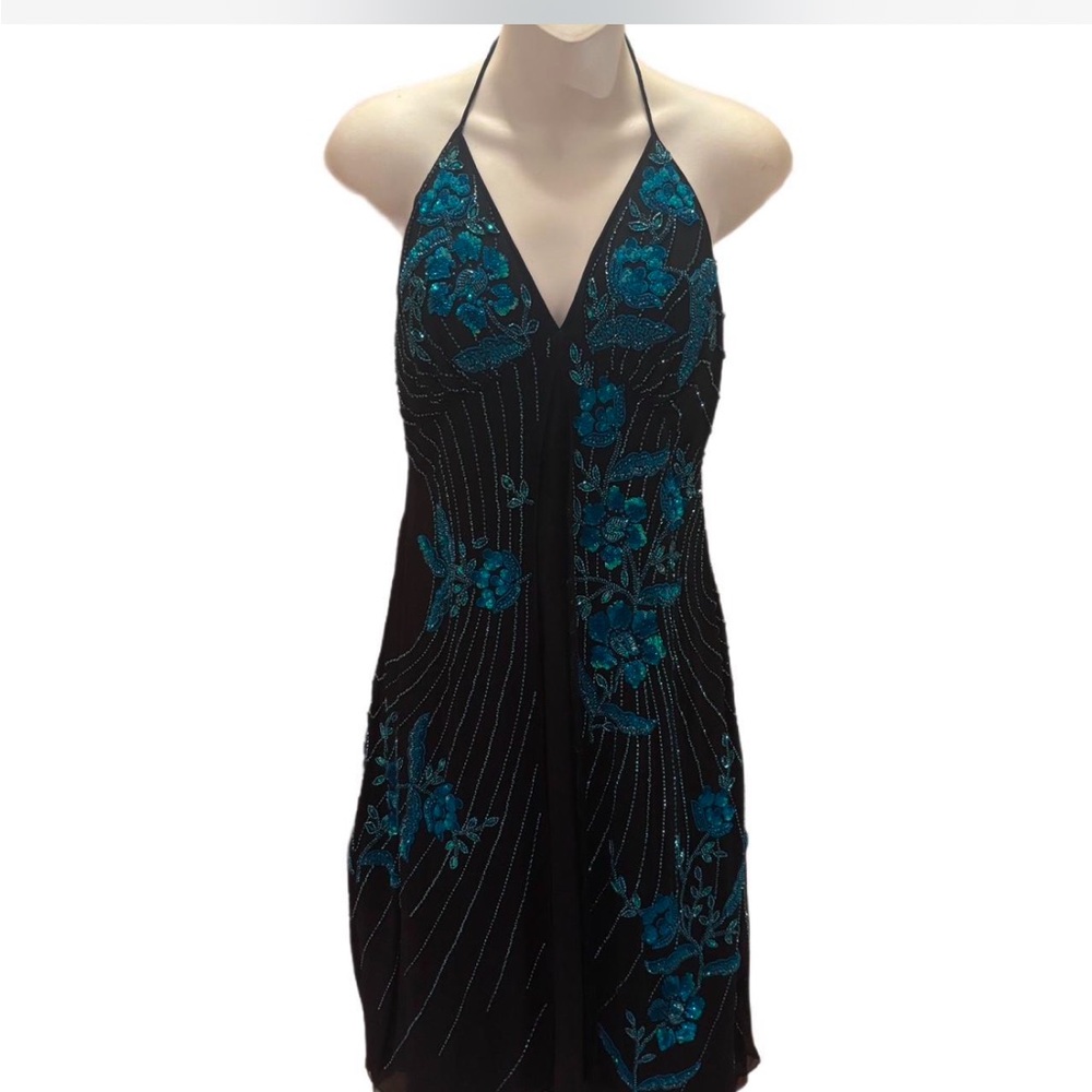 Sean Collection Black and Teal Mini Dress